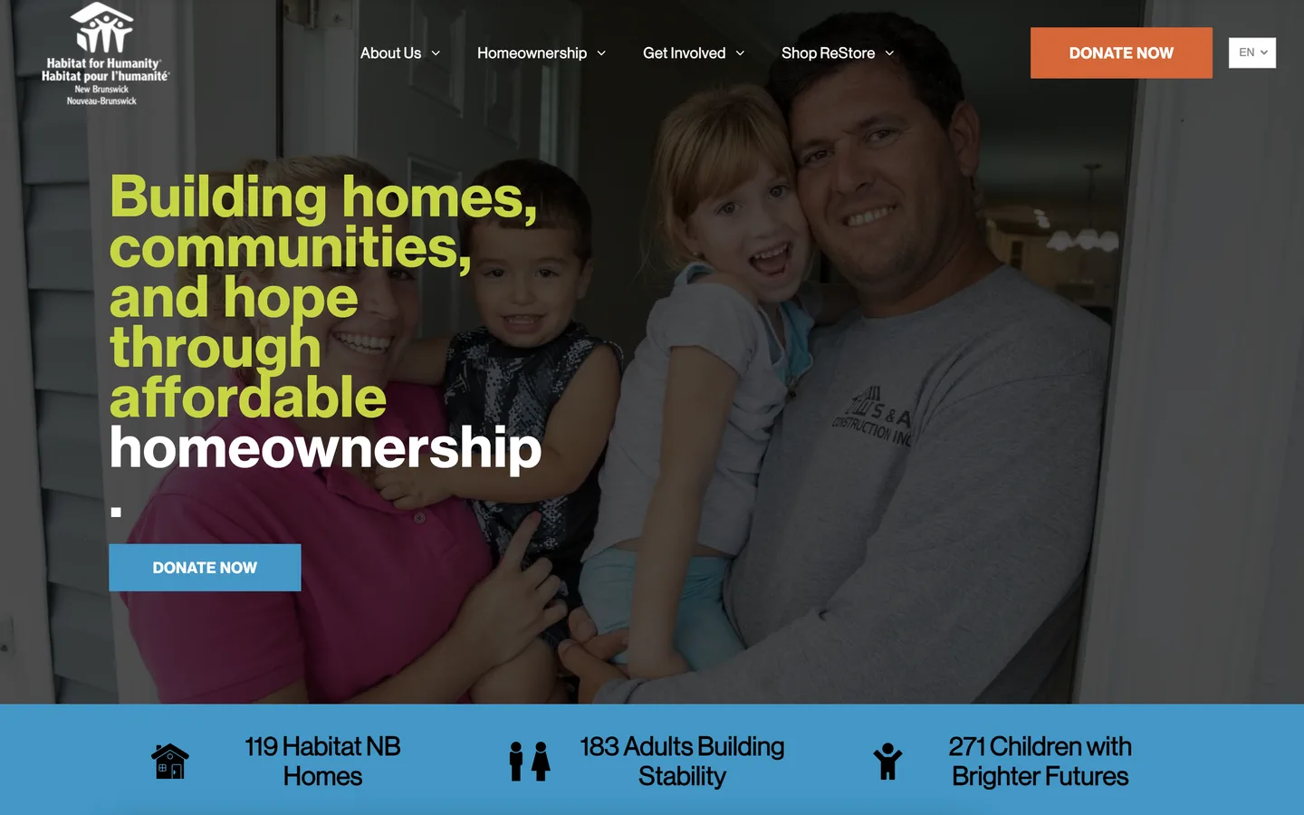 The Habitat for Humanity New Brunswick website